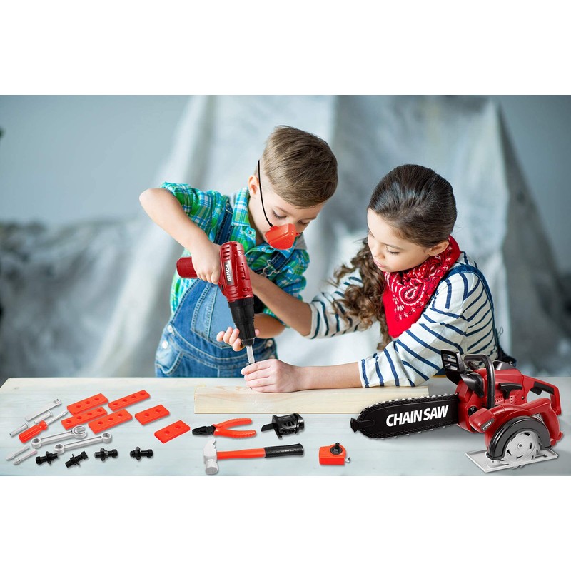 Vextronic Kids Tool Set 36 PCS with Toy Chainsaw Electronic