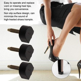 24pcs High Heel Shoe Repair Stiletto Replacement Heels Tips Lifts Non-slip Shoes Repair Heel Cap Dowels U Round Shape Taps Protector for Women Ladies(13x13mm)