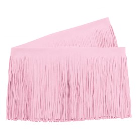 Luomorgo 2 Yards Suede Fringe Trim 6" Wide - Faux Leather Tassel for Sewing, Clothing, Handbags & Boots | DIY Craft Decor, Pink