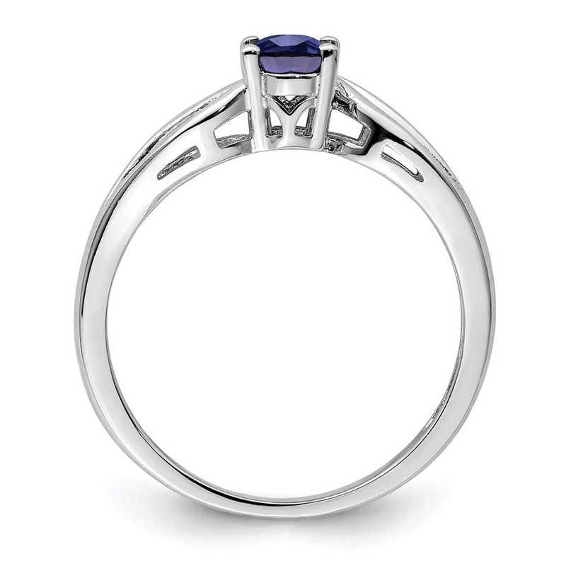 Solid 925 Sterling Silver Created Sapphire Blue September Gemstone Engagement