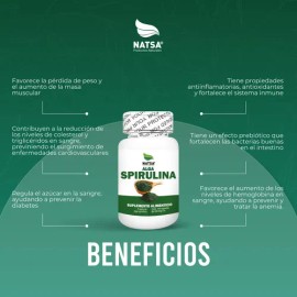 Alga Spirulina 100 Cápsulas, Aporta Minerales y Proteinas, Anti Anemico, Excelente para Personas en Dieta, Regula Azúcar, Calidad Premium