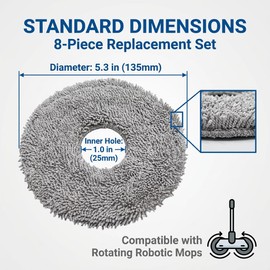 8 Pack Mop Pads for Roborock QV 35A, Saros 10R, Q Revo, Qrevo S, Qrevo Pro, Qrevo Master, Qrevo Plus, Qrevo Slim, Qrevo Edge Robot Vacuum, Replacement Mop Cloth Cleaning Pads Set