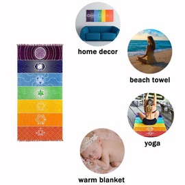 YUMOMO Indian Tapestry Yoga Towel, 100%-cotton Rainbow, 59" (150cm) long X 30" (75cm) wide