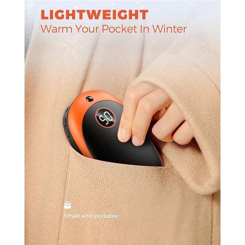 GHKJOK Rechargable Hand warmer 5000mAh Brand New, Black/ Orange