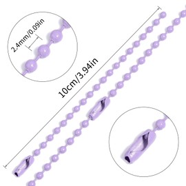 Lemonkey 100Pcs Ball Beads Chains Bulk,Purple Keychains Rings Metal Chain,4 Inch Dog Tag Metal Small Chains with Connectors for Hanging Decoration