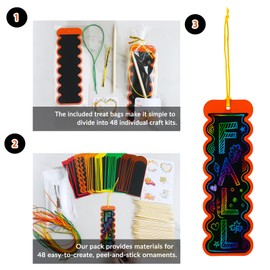 Winlyn 48 Sets 6 Styles Fall Magic Color Scratch DIY Bookmarks Craft Kits Rainbow Scratch Paper with Scratching Tools Ribbons Art Sets for Kids Students Party Favors Classroom Activities