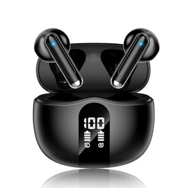 Auriculares inalámbricos, auriculares Bluetooth 5.4 2026 con micrófono con cancelación de ruido, pantalla LED en el oído, auriculares de 50 horas de r