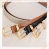 JASGOOD Women's Fashion Leather Belt Ladies Gold Buckle Leather Belt
