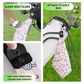 Playing It Forward Magnetic Golf Towel for Golf Bags with Clip for Men & Women, Fun Doodle Sketch Pattern Waffle Weave Microfiber Golf Towel with Magnet for Strong Hold to Golf Carts or Clubs