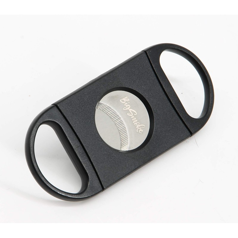BigSmoke Cigar Cutter in Black/Silver, Double Blade Cutter with Serrated
