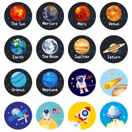 600 PCS Solar System Stickers in Rolls with Perforation Line. Perfect for Toddlers and Kids. 1.5” (Expanded Edition with Astronauts, Comet, the Moon and Satellites)