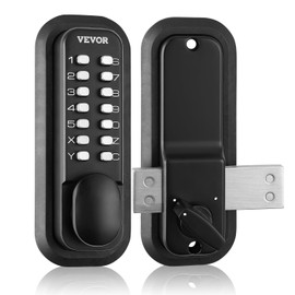 VEVOR Mechanical Keyless Entry Door Lock, 14 Digit Keypad, Outdoor Gate Door Locks Set with Surface-Mounted Latch, Water-Proof Zinc Alloy, Keypad and Knob, Easy to Install, for Garden, Garage, Yard
