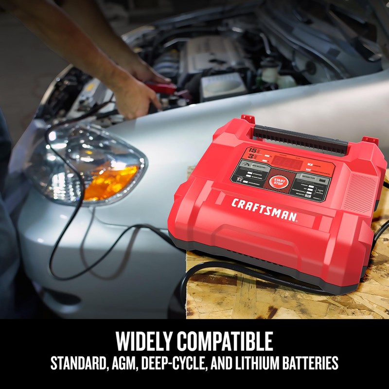 CRAFTSMAN Battery Charger and Maintainer, CMXCESM162, 4-in-1, Fully Automatic, Battery