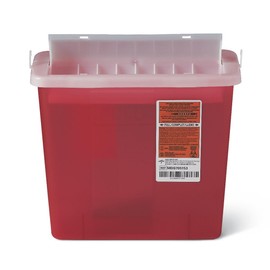Medline Sharps Container, 5 Quart, Counter-Balance Lid, Red (Pack of 20)