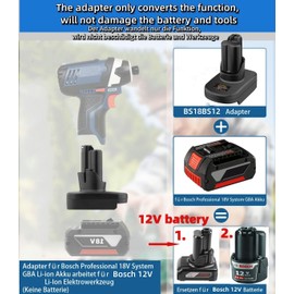 AMZISCONV Adapter Converter for Bosch 12V Battery, for Bosch 18V Batteries Convert to for Bosch 12V and 10.8V Power Tools, Replace Professional 10.8/12V System Battery GBA