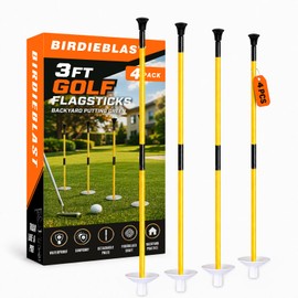 2 or 4 Set 3Ft Golf Flagstick Mini Putting Green Pin Flag for Yard, Foldable Golf Pin Flag for Portable Practice (4PACK YELLOW)