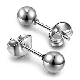 Jovivi Women's 8 Pairs Earrings Set Ball Stud Earrings Stainless Steel Piercing Ear Silver Gold 3 mm/4 mm/5 mm/6 mm, Stainless Steel