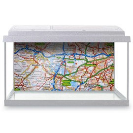 Aquarium Fish Tank Background 90x45 cm - London Boroughs Travel Map England Static Cling Vinyl Vivarium Terrarium External Application #51363