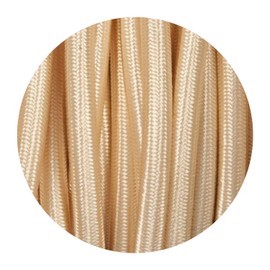 LEDSone 2 Core Light Gold 1m Vintage 2 Core Round 18 Gauge Cable Fabric Cloth Covered Electrical Wire, 3.28ft 2 conductors Lamp cable Modern Cloth Covered Wire for Pendant Lampshade Electrical cable