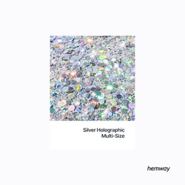 Hemway Silver Holographic Glitter Shaker, 120g Multi Size Glitter