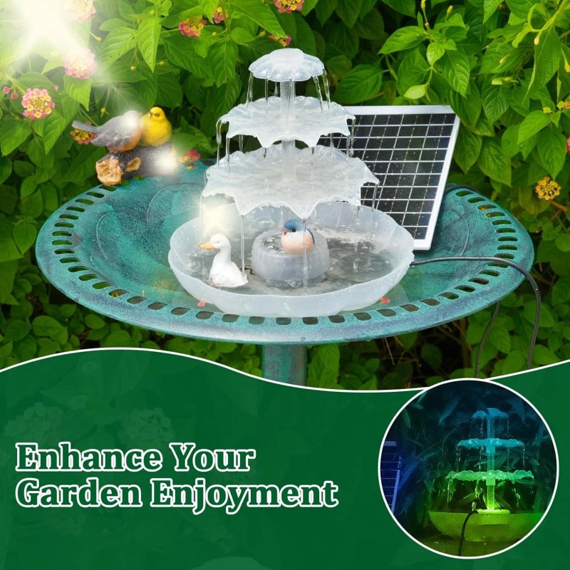 AISITIN Eco-Friendly Solar Bird Bath – 3-Tier Fountain with Detachable