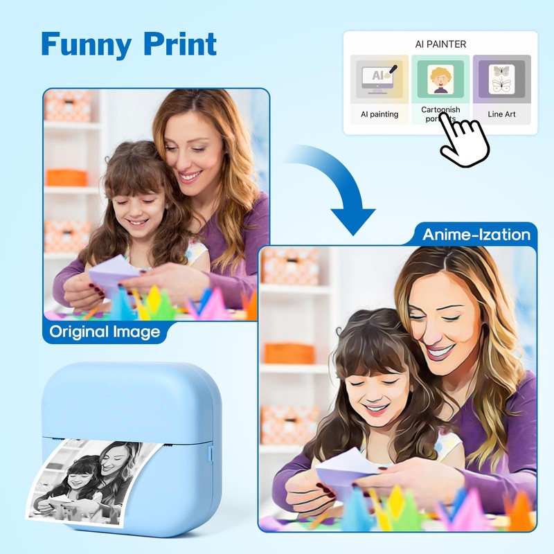 POTIYO Mini Sticker Printer, Inkless Sticker Printer, Bluetooth Smart Thermal