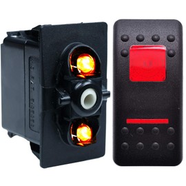 Carling Technologies Sealed Lighted Rocker Switch DPDT 7 Connections w/Rocker Actuator Red Lens