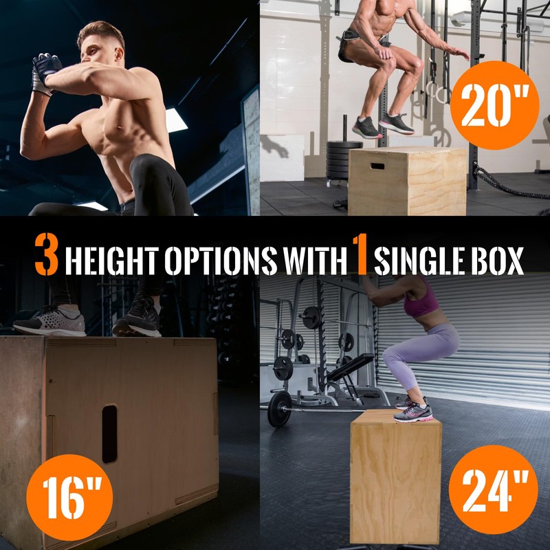 CAELUM 3-in-1 Wooden Plyo Box – Non-Slip Jump Box for