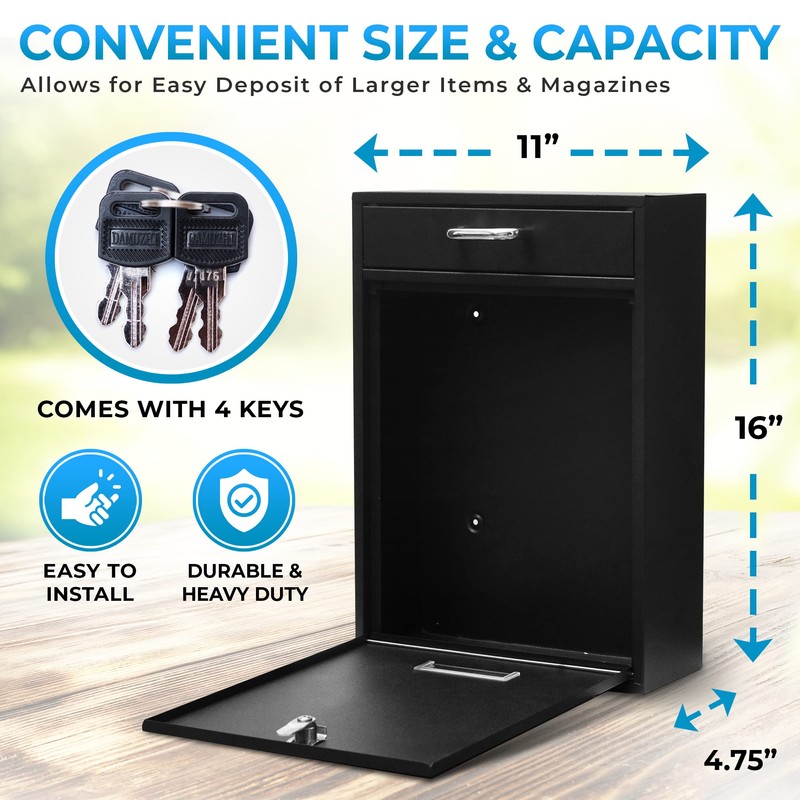 Wall Mounted Locking Vertical Dropbox Mailbox - Safe and Secure