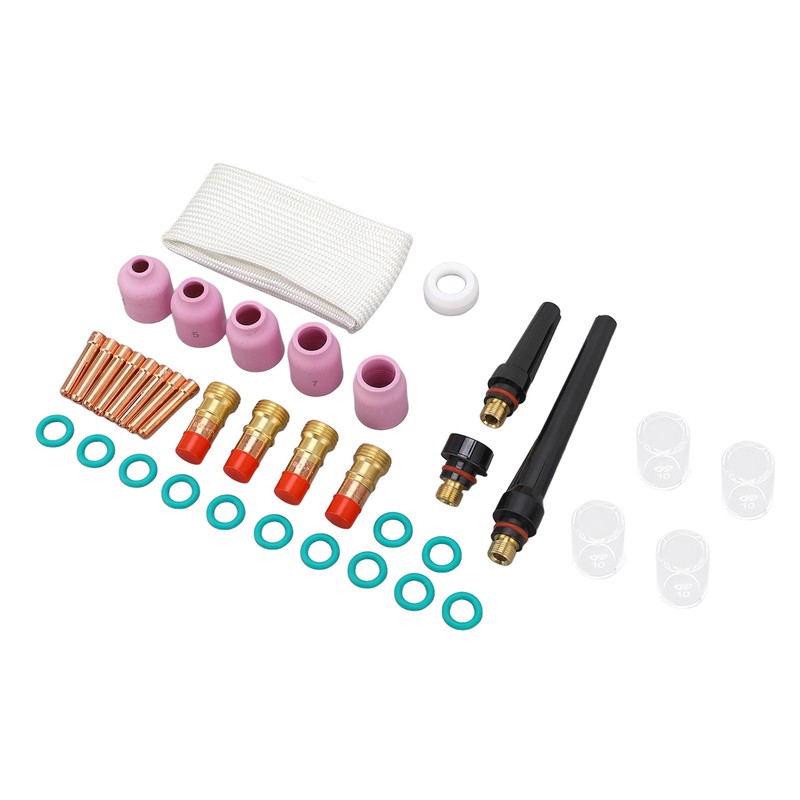 38Pcs TIG Welding Accessory Set Ceramic Nozzle Glass Cup Connector