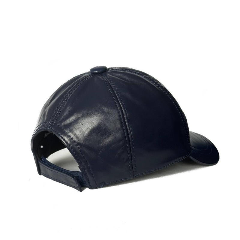 Lukkizara Navy Genuine Lambskin Leather Baseball Cap Hat Men Dad