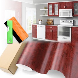 Free Tool Kit EZAUTOWRAP 1301 Bubinga Wood Grain Viny Wrap Sticker Decal Car Furniture Cabinet 3MIL - 12"X48" (1FT X 4FT)
