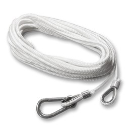 FBS PES Hoisting Rope Flag Rope Replacement Rope with Carabiner for Flagpole with Standard Hoisting Device, Diameter 5 mm - Length 9.6 m, Braided White Cord Line, Nominal Height 6 m