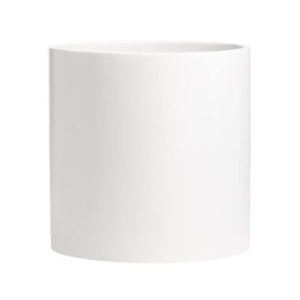 Root and Stock Brea Round Cylinder Fiberglass Planter, White, D:16" x H:16"