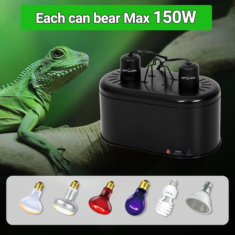REPTI ZOO Dual Reptile Light Fixture for Reptile Dome UVB