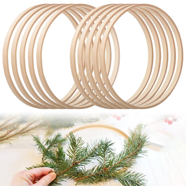 ATPWONZ Floral Wreath Hoops,10PCS Wooden Floral Hoop,Dream Catcher Connection Ring,15cm Wooden Wreath Rings for DIY Wedding Wreath Decor, Dream Catcher and Wall Hanging Crafts