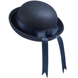 YeeHeen Fedora Cloche Hat Bucket Hats Ribbon Bow Bowler Hat for Girls Navy + Navy Ribbon