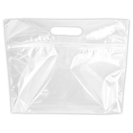 HEADS MTO-ZW2 Handbags W9.8 x D2.4 x H7.5 inches (W250 x D60 x H190 mm), Clear, 50 Sheets, Plain Clear Zipper Bags