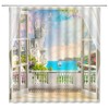 Fsfusvk Sea View Shower Curtain Ocean Fantasy Castle Balcony Dreamy