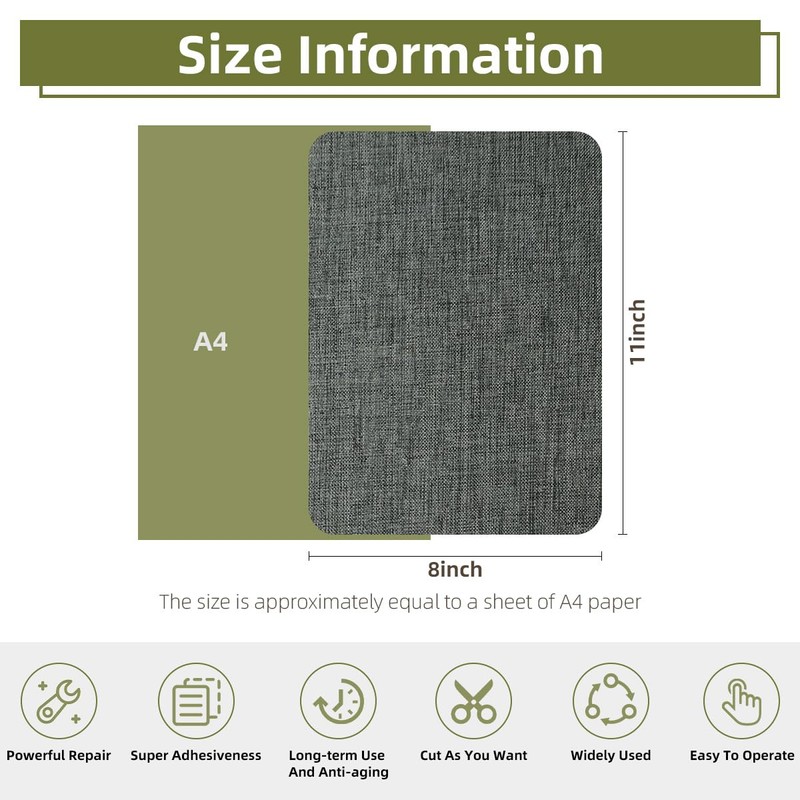 ZESION 2Pcs Self-Adhesive Linen Fabric Patches, Quick Repair for Sofas,