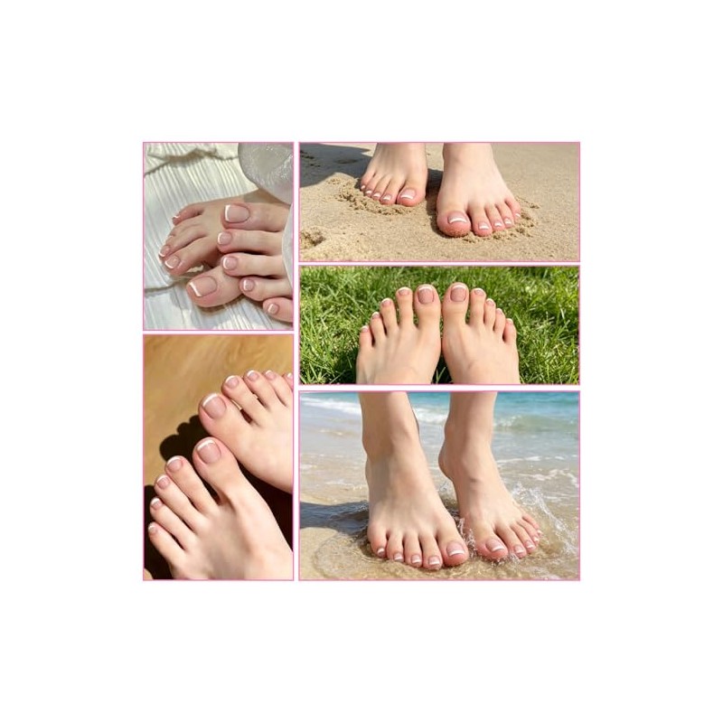 Uñas postizas francesas para los pies - 120 piezas de