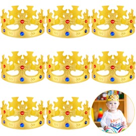 8 Corona del Rey para Niños Sombrero King Crown de Tela Coronas de Rey Doradas para Disfraz de Cumpleaños de Bebé (Estilo Elegante)