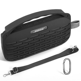 Esimen Silicone Cover Compatible with Bose SoundLink Flex 2 Bluetooth Portable Speaker Travel Case Protective Pouch Compatible with Bose New SoundLink Flex 2nd Gen with Handle Anti-dust Plug (Black)