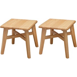 eHemco Solid Hardwood Step Stool with Double Cross Brace Support for Adults and Kids, 12.25 Inches, Natural, Set of 2