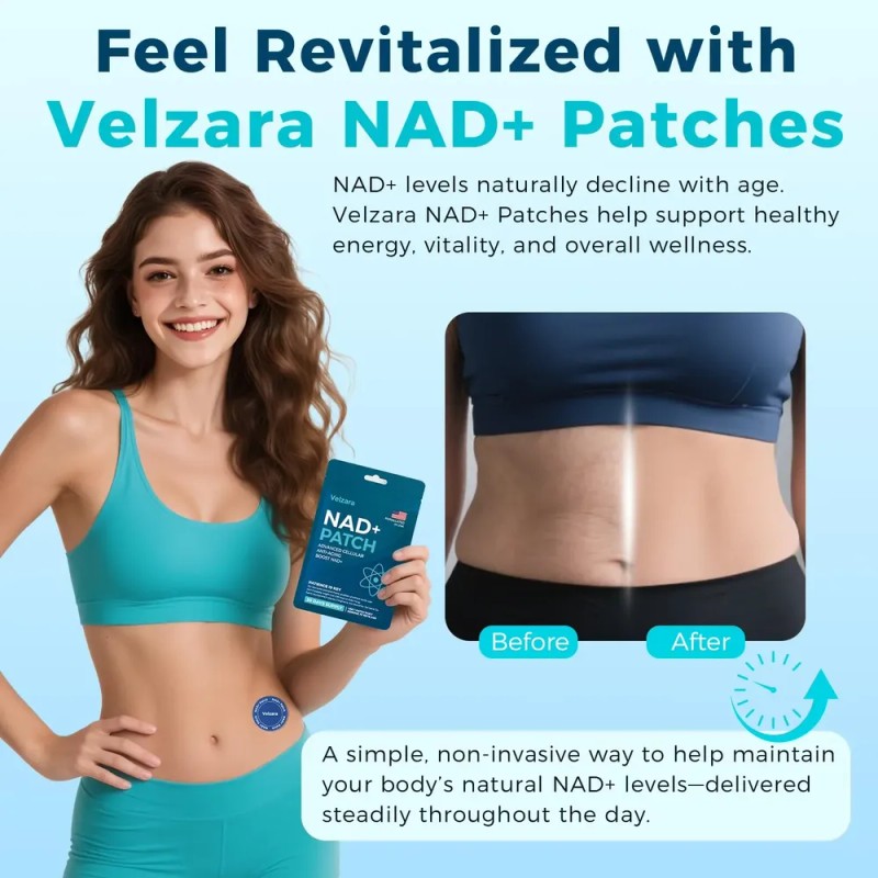 Velzara Parches Nad+ Veganos Resistentes Al Agua 30 Parches