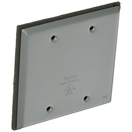 TayMac BC200S Weatherproof Metallic Device Cover, Blank, Two Gang, Gray
