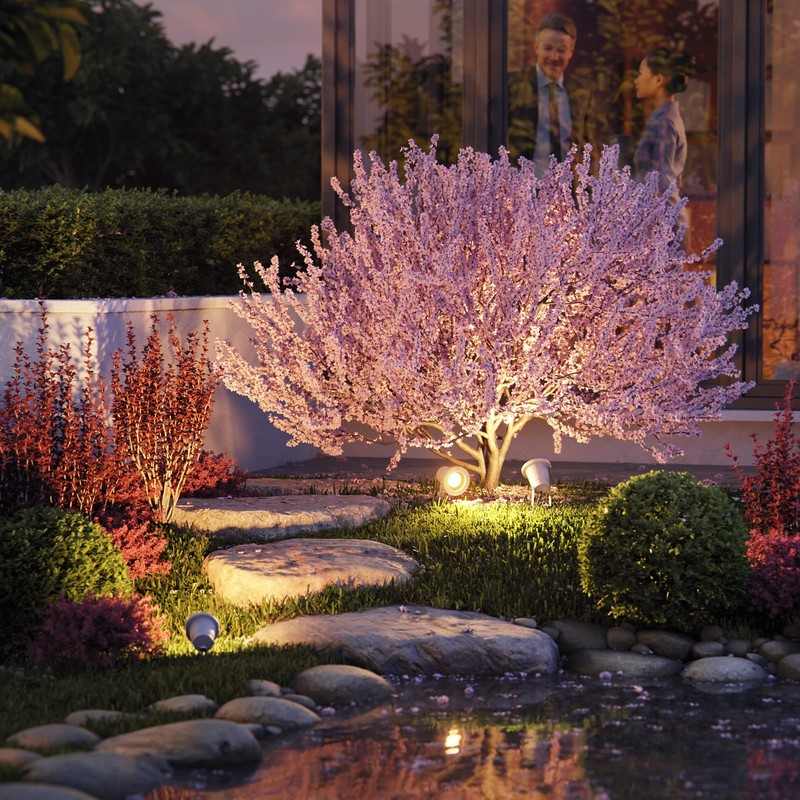 ledscom.de DUK Garden Spotlight for Outdoor Use, IP65, Plug, Grey,