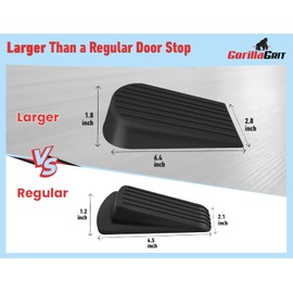 Extra Large Rubber Door Stoppers - Heavy Duty Door Stop Wedge, Jumbo Flexible Door Holder - Black 2 Pack - Non Marking Anti Slip Jammer