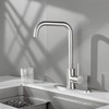 RODDEX Square Kitchen Sink Faucet, Single Handle Swivel Bar Mixer