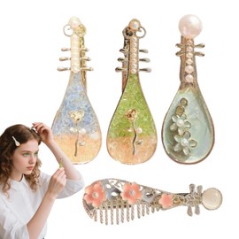 Barrettes for Women - Stringed Instrument Shaped Hair Accessories with Pearl - Elegant Trendy Women Accessories for Festival Cosplay Concert School Girls